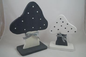 Preview: Deko Kleiner Pilz Holz weiss