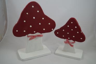 Preview: Deko Kleiner Pilz Holz rot