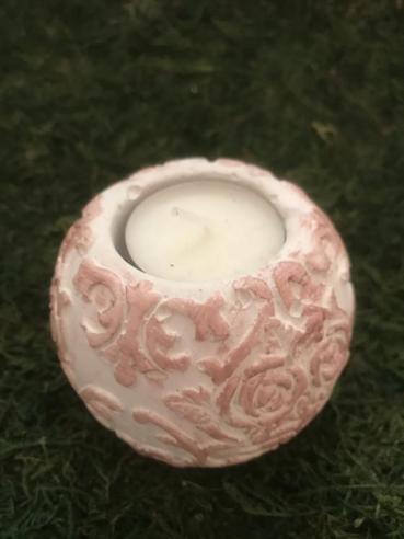 Beton Windlicht Kerzenhalter Teelichthalter Blüten Ornamente