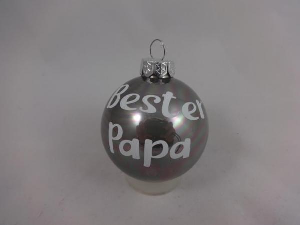 Weihnachtskugel Bester Papa Weihnachten grau weiß