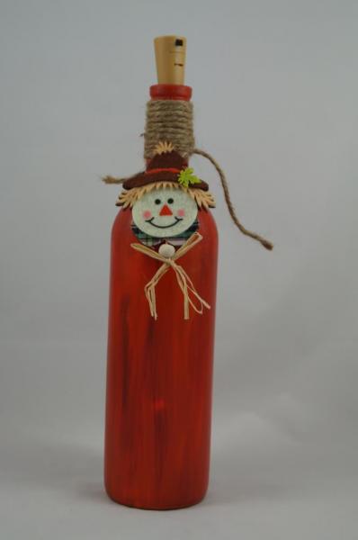 Leuchtflasche Flasche Herbst Kürbis Lichterkette handbemalt